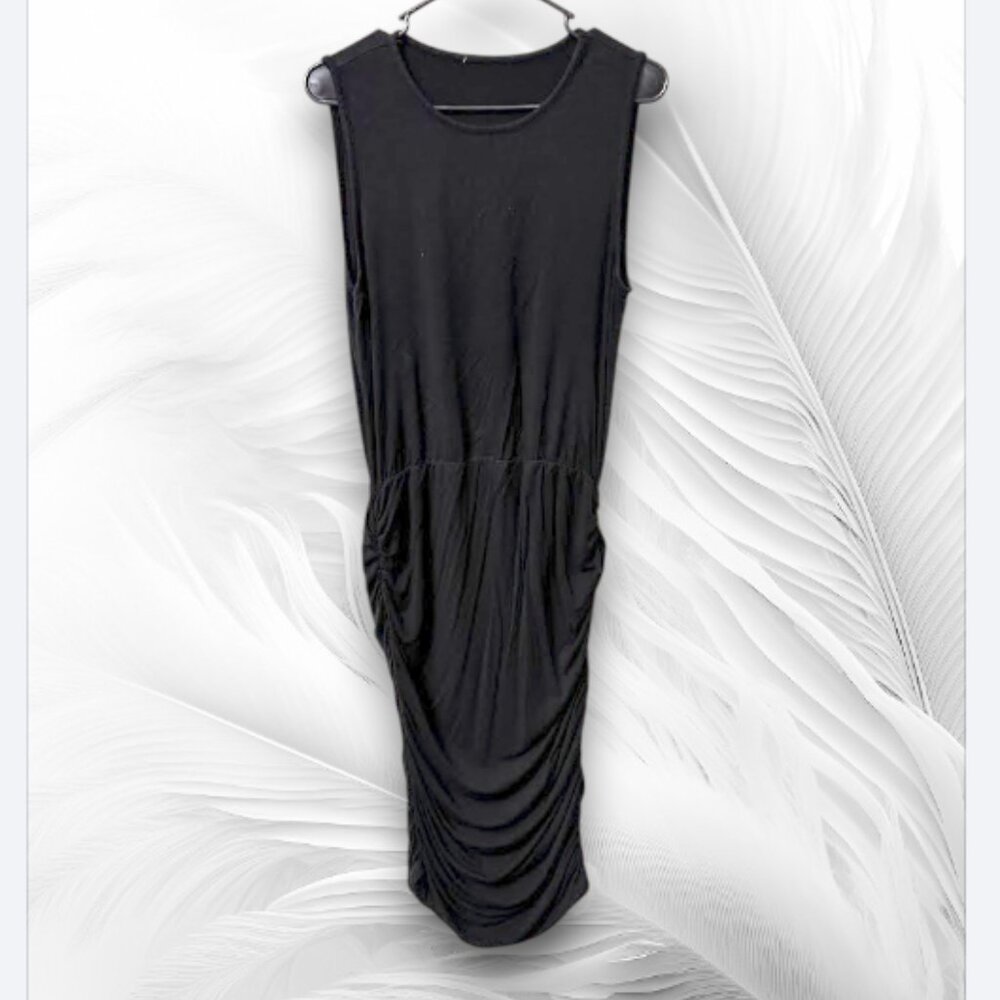 Black Ruched Sleeveless Bodycon Dress Size: M